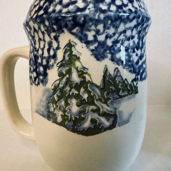 Thomson Snowman, Handled Salt & Pepper Set , Blue Speckles, Snowman/Center - Picture 3 of 10